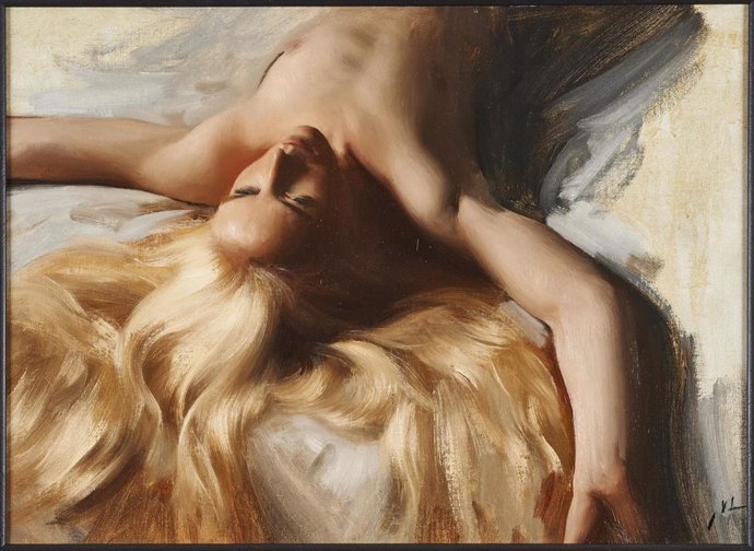 La obra 'Afterwards', del pintor sueco Nick Alm, es una de las pinturas que podrán verse en la muestra 'Eros. Tu cuerpo como excusa' en el Museo Europeo de Arte Moderno (MEAM) de Barcelona, hasta el 13 de diciembre.