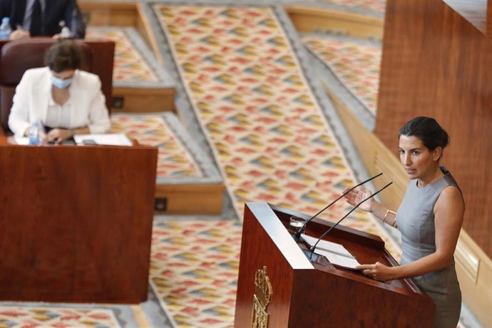 La portavoz de Vox en la Asamblea de Madrid, Rocío Monasterio, interviene durante la segunda jornada del Pleno del Debate del Estado de la Región en Madrid (España), a 15 de septiembre de 2020. En esta segunda sesión participarán los grupos parlamentari