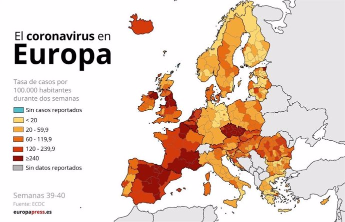 EpData.- La situación del coronavirus por regiones europeas, en datos y gráficos