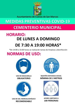 Recomendaciones del Ayuntamiento de Cuevas de San Marcos por el Día de Todos los Santos