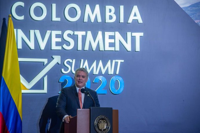 El presidente de Colombia, Iván Duque, durante su intervención en el Colombia Investment Summit