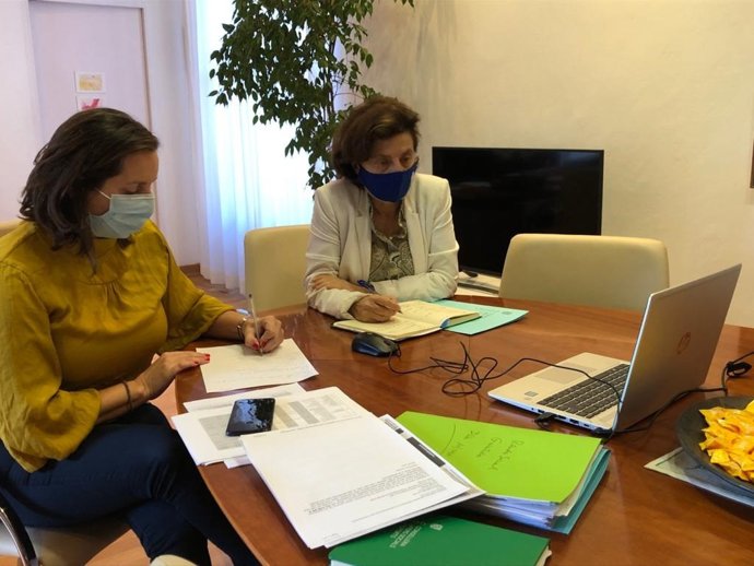 La consellera de Asuntos Sociales y Deportes, Fina Santiago, durante la reunión.