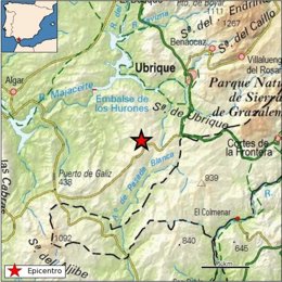 Localización del terremoto en Ubrique