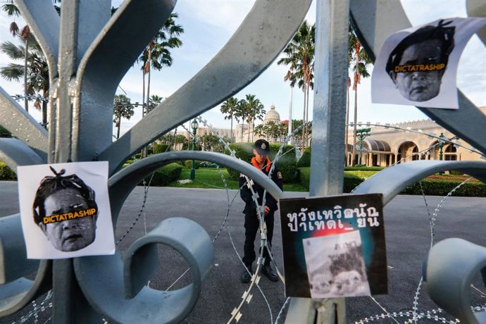Imagen de una protesta contra el Gobierno en Bangkok.