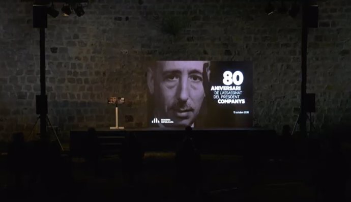 Imagen del acto del Govern de este jueves 15 de octubre de 2020 en conmemoración del 80 aniversario del fusilamiento del expresidente Lluís Companys