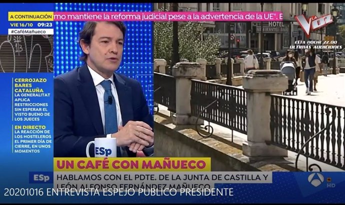 Captura de la entrevista de Fernández Mañueco en Espejo Público.