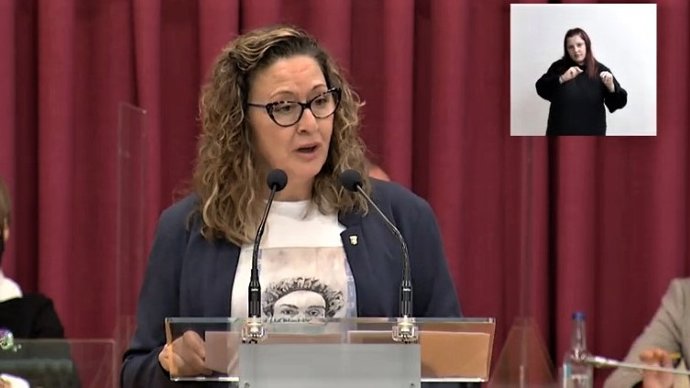 La portavoz de UP Amaya Castro, interviene en la segunda jornada del Debate de la Ciudad de Logroño 2020