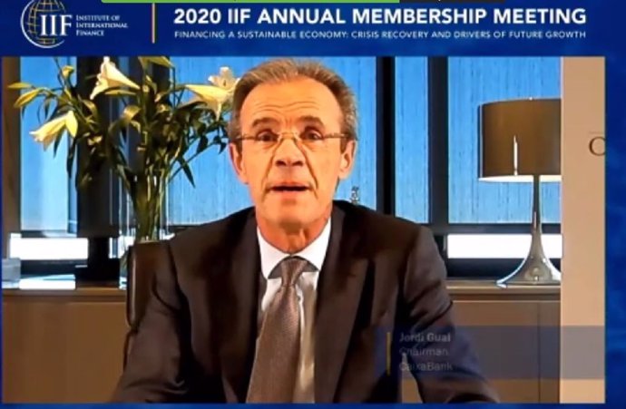 Presidente de CaixaBank, Jordi Gual, en 2020 IIF Annual Membership Meeting