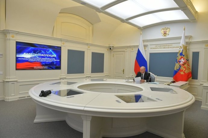 El presidente de Rusia, Vladimir Putin, en una videoconferencia