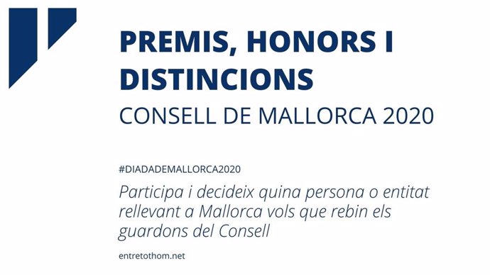 Presentación de candidaturas a los honores y las distinciones del Consell de Mallorca.