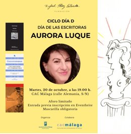 Cartel de la conferencia de Aurora Luque en el Día de las Escritoras