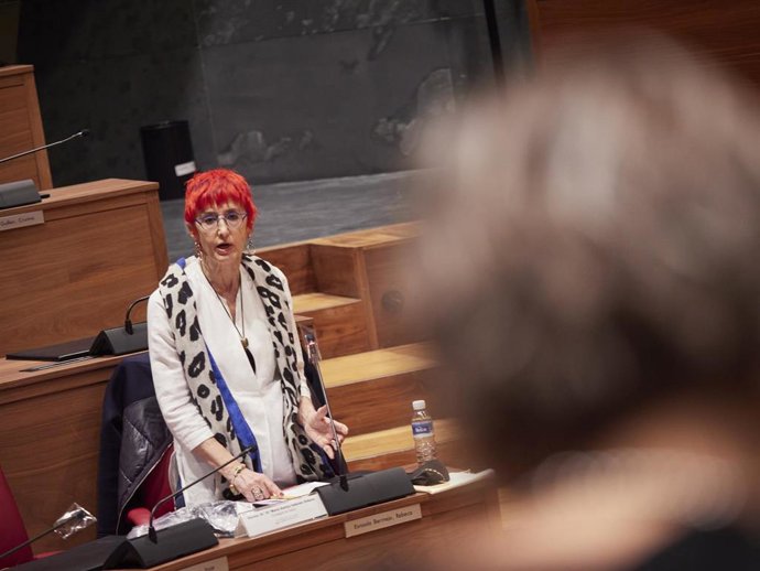 La consejera de Salud del Gobierno de Navarra, Santos Induráin, en el pleno del Parlamento de Navarra el 8 de octubre de 2020.