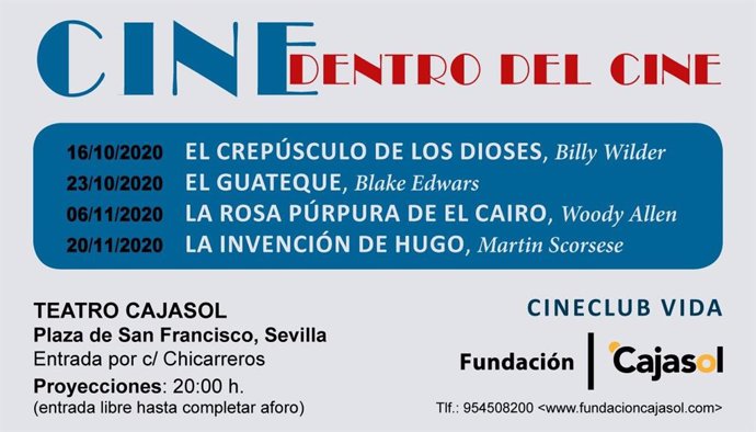 La Fundación Cajasol reanuda su 'Cine-Club' en octubre y noviembre.