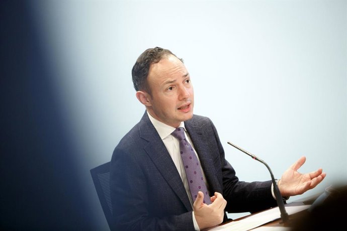 El cap de govern, Xavier Espot, durant la compareixena d'aquest divendres.