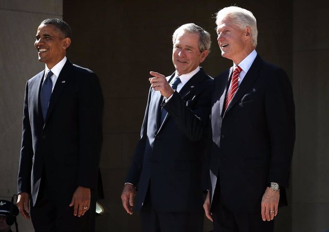Barack Obama, George W. Bush y Bill Clinton