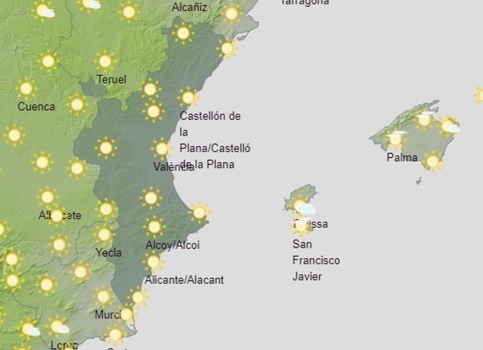 Predicción del tiempo para la Comunitat Valenciana para este sábado 17 de octubre