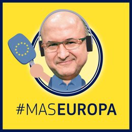 Logotip del podcast setmanal de les institucions europees a Barcelona 'MasEuropa', amb Sergi Mas