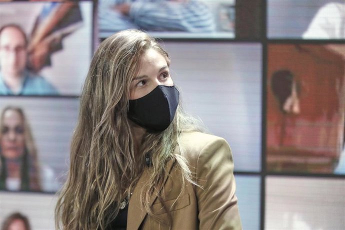La exdiputada de Vox y nueva militante de Ciudadanos, Malena Contestí, durante un encuentro telemático de la presidenta de Ciudadanos, Inés Arrimadas, con afiliados del partido, en el Espacio La Grada, en Madrid (España) a 17 de octubre de 2020. 