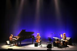Pla general de Marco Mequida durant el concert al teatre Kursaal de Manresa. Imatge del 17 d'octubre del 2020. (Vertical)
