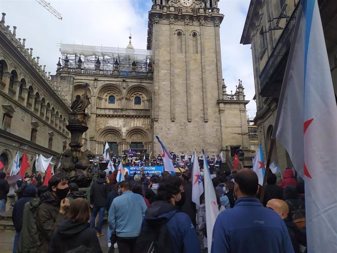 Manifestación en Santiago en apoyo a los independentistas encausados en la Operación Jaro