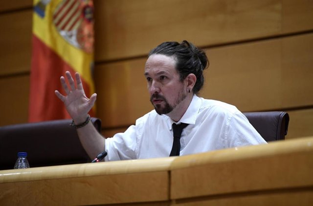 El vicepresidente segundo y ministro de Derechos Sociales y Agenda 2030, Pablo Iglesias, comparece en el Senado en Comisión para las Políticas Integrales de la Discapacidad, en Madrid (España), a 8 de octubre de 2020. 