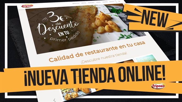 Cartel promocional de la nueva tienda online de la compañía de alimentos ultracongelados Fripozo