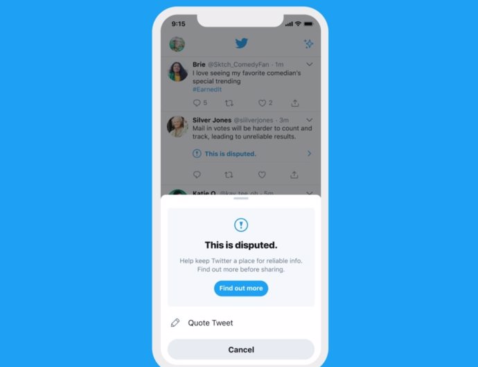 Twitter advierte de contenido etiquetado como controvertido cuando se quiere ret