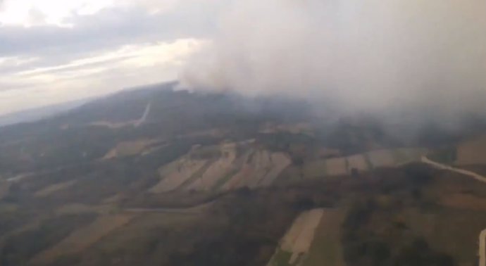 El incendio en Oímbra, desde un helicóptero