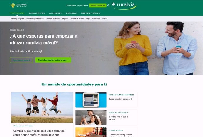 Caja Rural de Aragón estrena una nueva web comercial.
