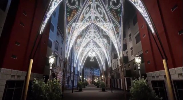 Simulación del diseño de la iluminación navideña en la calle Santiago de Valladolid.