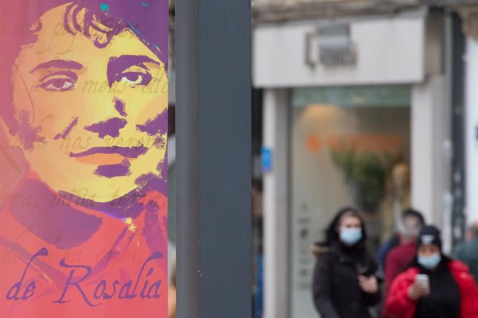 Un cartel de la escritora gallega Rosalía de Castro