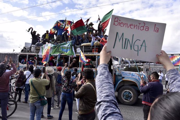 Imagen de la llegada de la 'minga' a Bogotá.