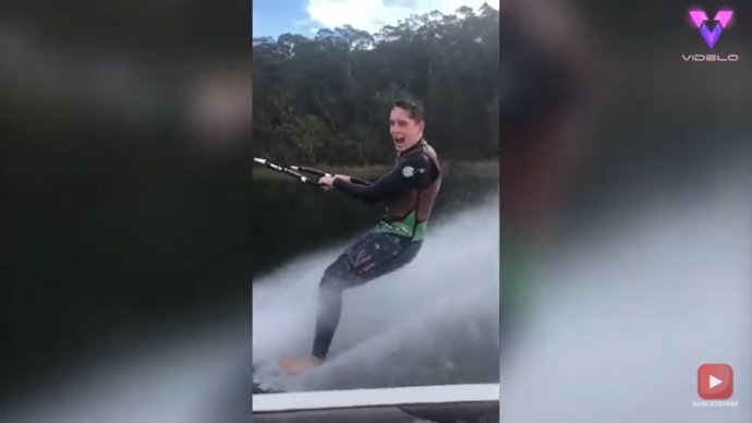 La habilidad de este adolescente para poder hacer esquí acuático con sus pies descalzos se ha hecho viral en Internet