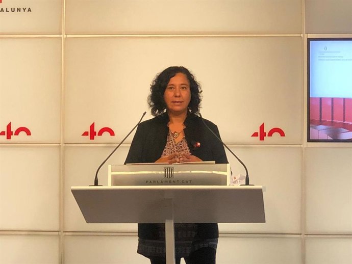 La diputada dels comuns al Parlament, Susanna Segovia, en roda de premsa el 20 d'octubre del 2020