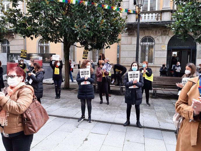 Protesta de peluqueros y esteticistas de la provincia de Lugo.