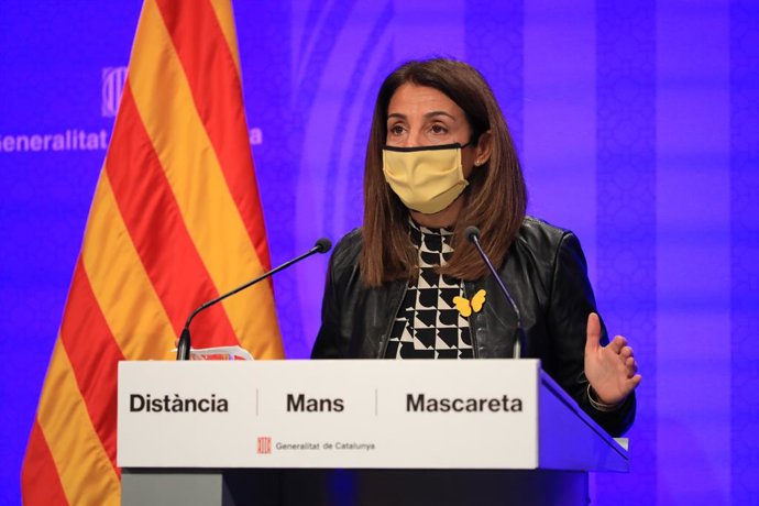 La consellera de Presidncia i portaveu del Govern, Meritxell Budó, en roda de premsa telemtica.