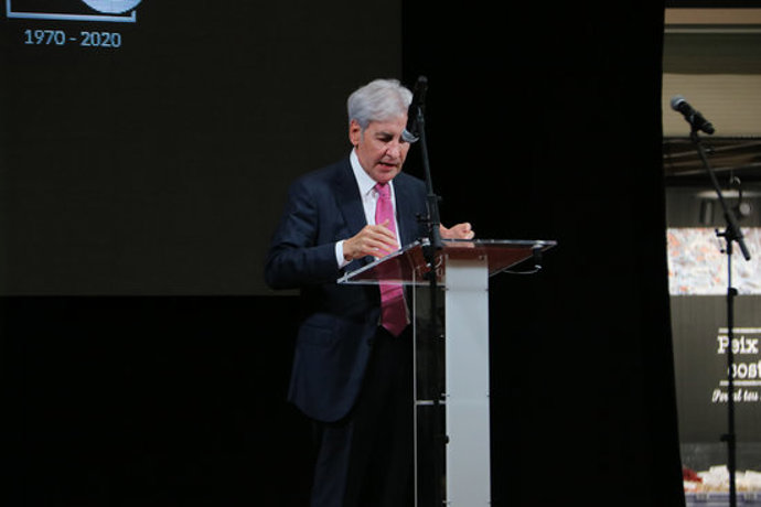 El president de la Federació d'Hostaleria de les Comarques de Girona, Antoni Escudero, durant l'acte del 50 aniversari de Gros Mercat a Figueres aquest 20 d'octubre del 2020. (Horitzontal)