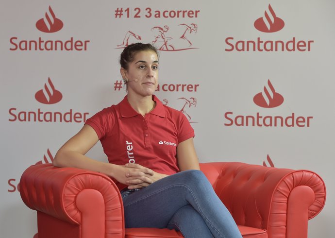 Carolina Marín en un evento del Banco Santander