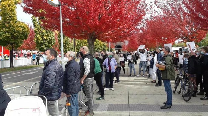 Protesta de los hosteleros en Pamplona.