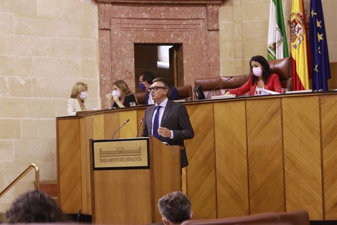 El diputado de Vox Manuel Gavira ante el Pleno del Parlamento (Foto de archivo).