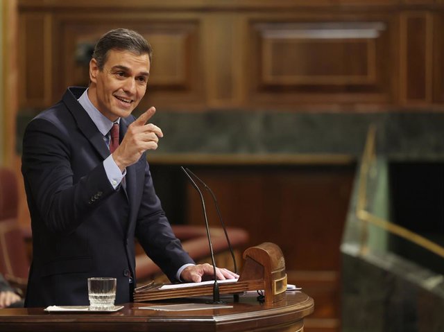 El president del Govern central, Pedro Sánchez, en el debat de la moció de censura de Vox.