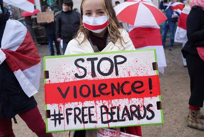 Imagen de archivo de una protesta a favor de la democracia en Bielorrusia.