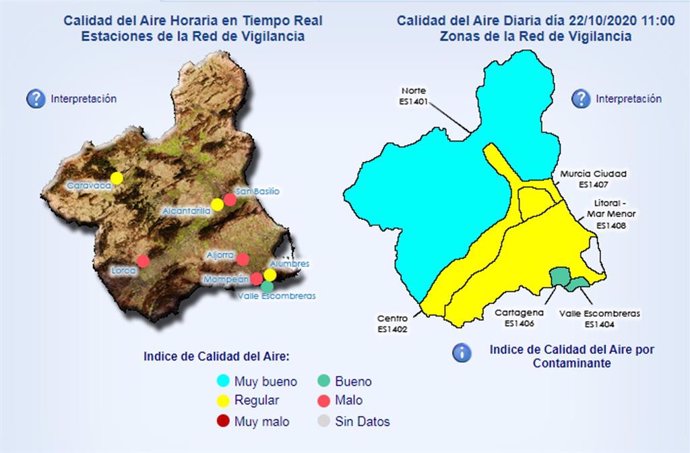 Mapa de Calidad del Aire de la Región de Murcia