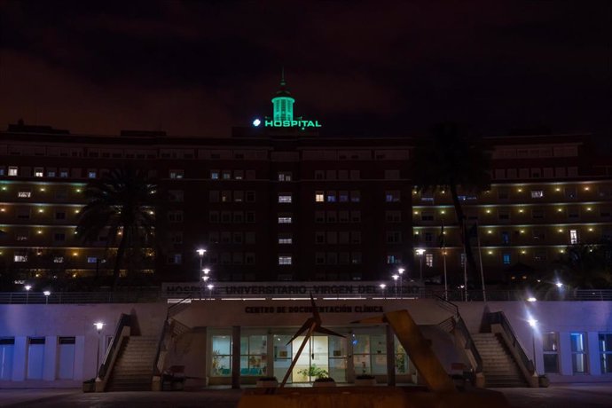 La cúpula del hospital Virgen del Rocío  se iluminará de  verde todo el tiempo que dure la pandemia del COVID-19 como símbolo  esperanza. Sevilla a 16 de abril 2020