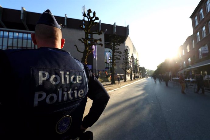 Policía en Bruselas, Bélgica