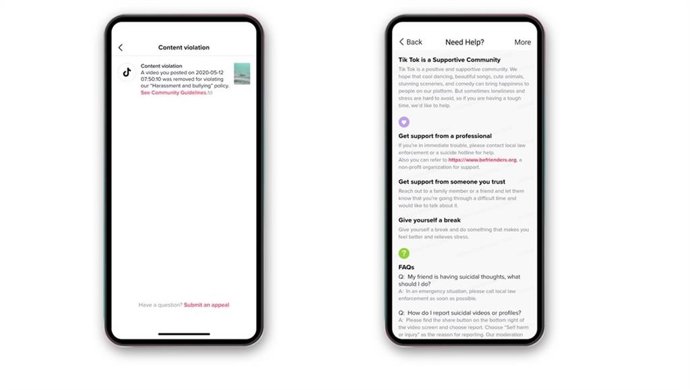 Nuevas notificaciones de TikTok para ofrecer más transparencia con la eliminación de contenidos