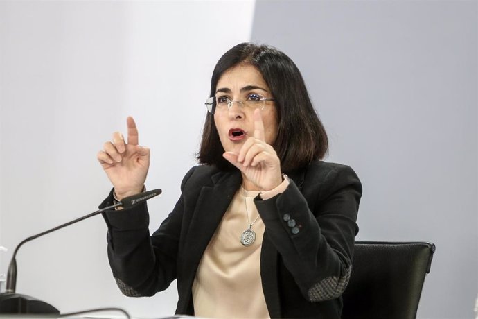La ministra de Política Territorial y Función Pública, Carolina Darias, comparece en rueda de prensa en Moncloa para informar de la evolución de la pandemia, en Madrid (España), a 22 de octubre de 2020.
