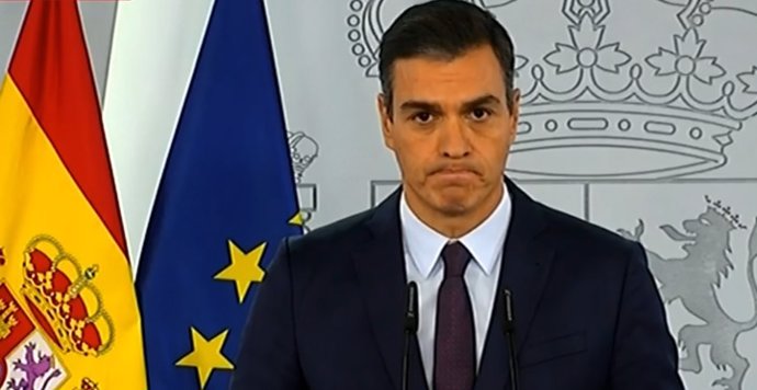 Pedro Sánchez fa una declaració institucional a La Moncloa sobre la pandmia