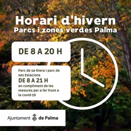 Horario de invierno de los parques y zonas verdes de Palma.