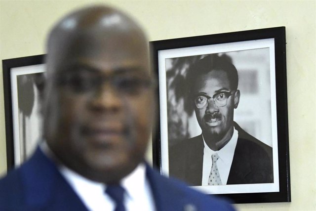 Felix Tshisekedi, delante de un retrato de Patrice Lumumba